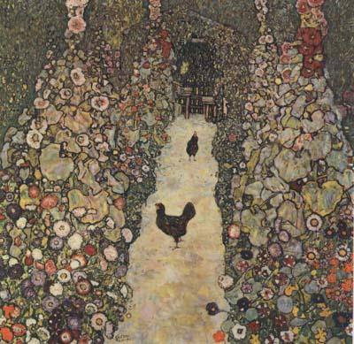 Gustav Klimt Garden Path with Chickens (mk20) oil painting picture